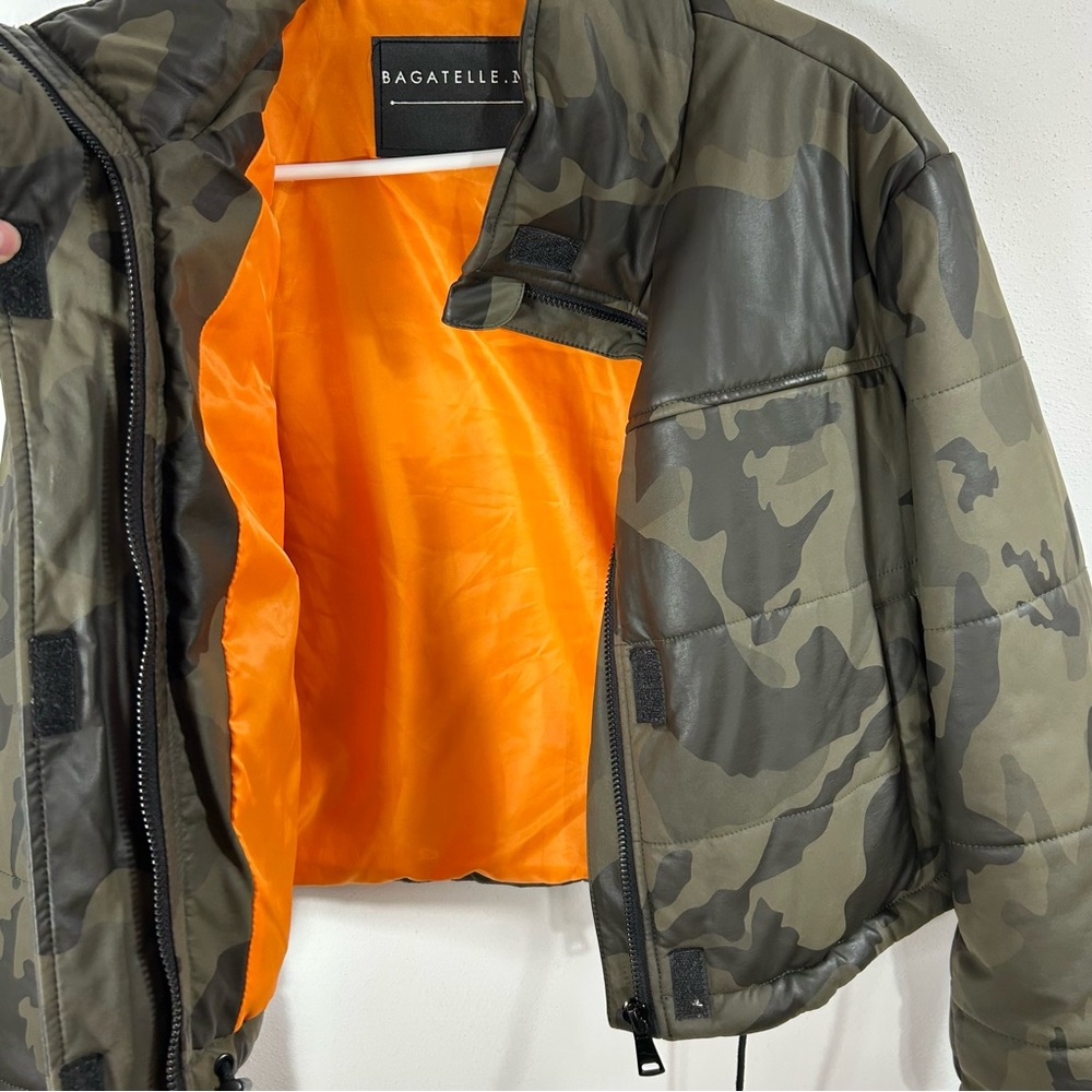 Bagatelle NYC Olive Green Camouflage Coated Puffer Jacket Size M - Picture 5 of 13